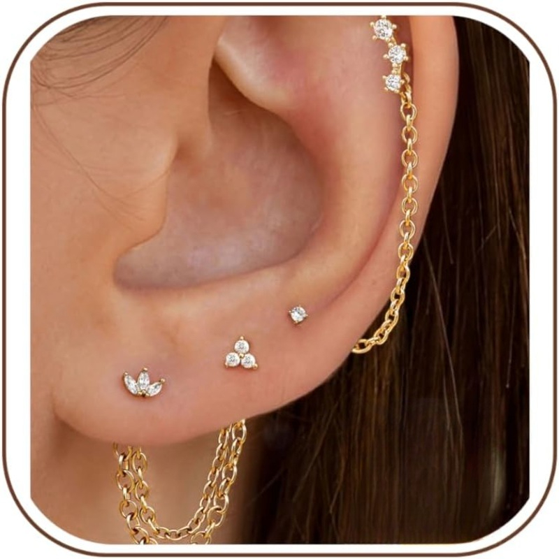 Conch Earring Hoop - Bobisty Silver Needle Stud Earrings Set