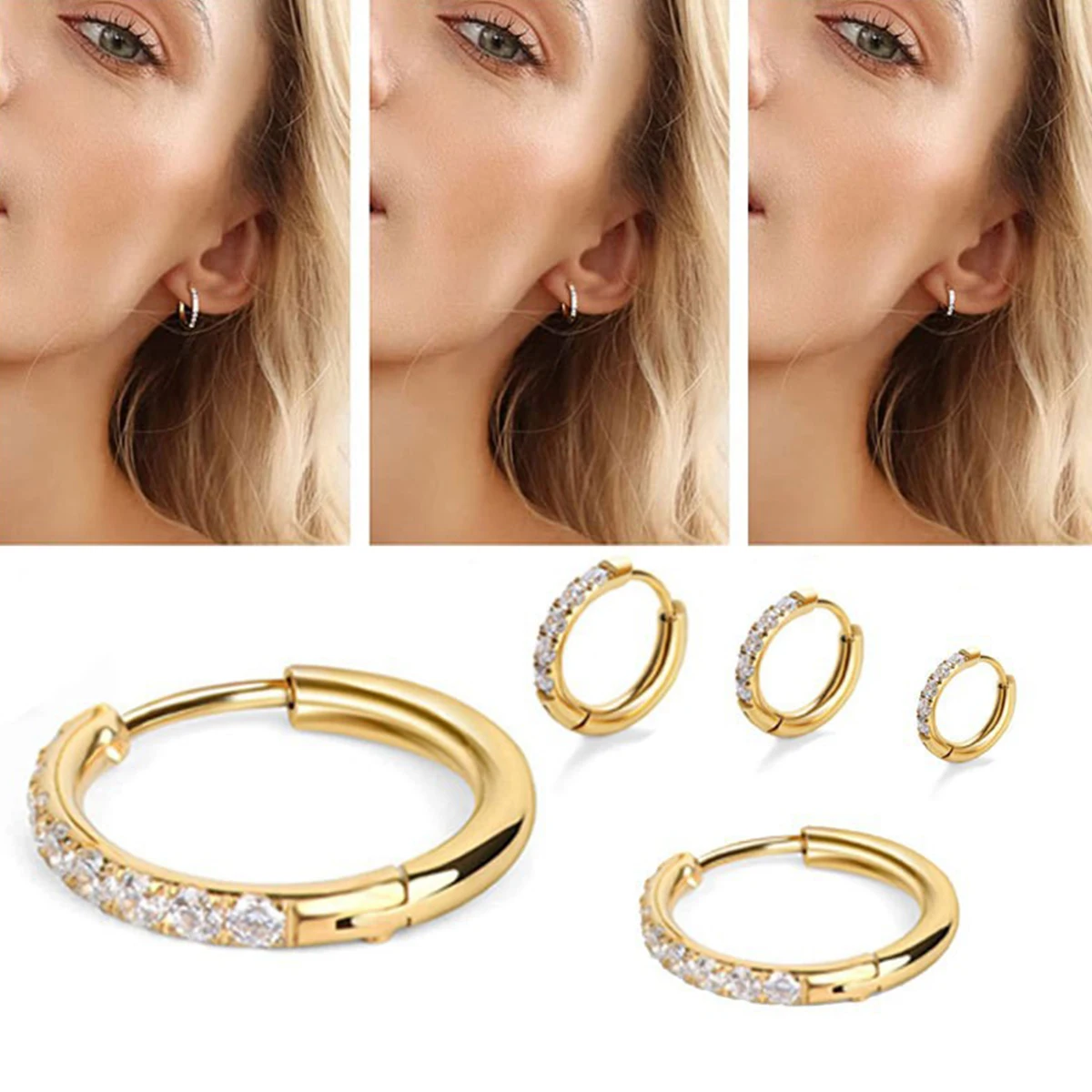 2Pcs Stainless Steel Cz Hoop E - Conch Earring Hoop ulasan dan harga
