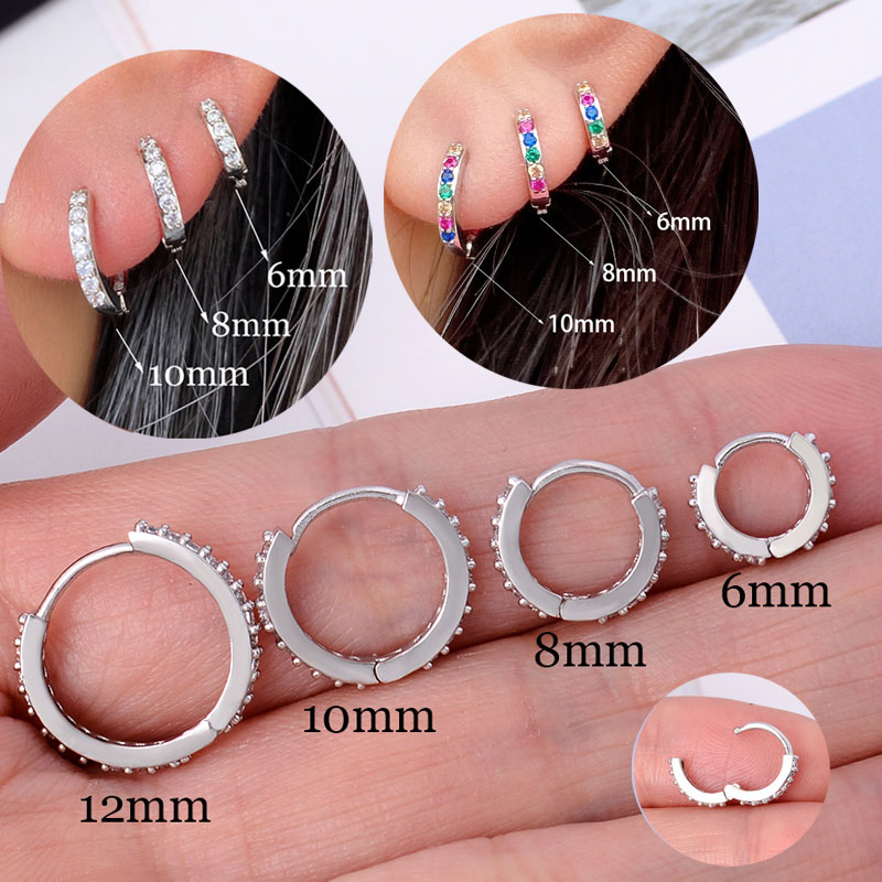 Rainbow CZ Huggies Hoop Earrin - Conch Earring Hoop ulasan dan harga