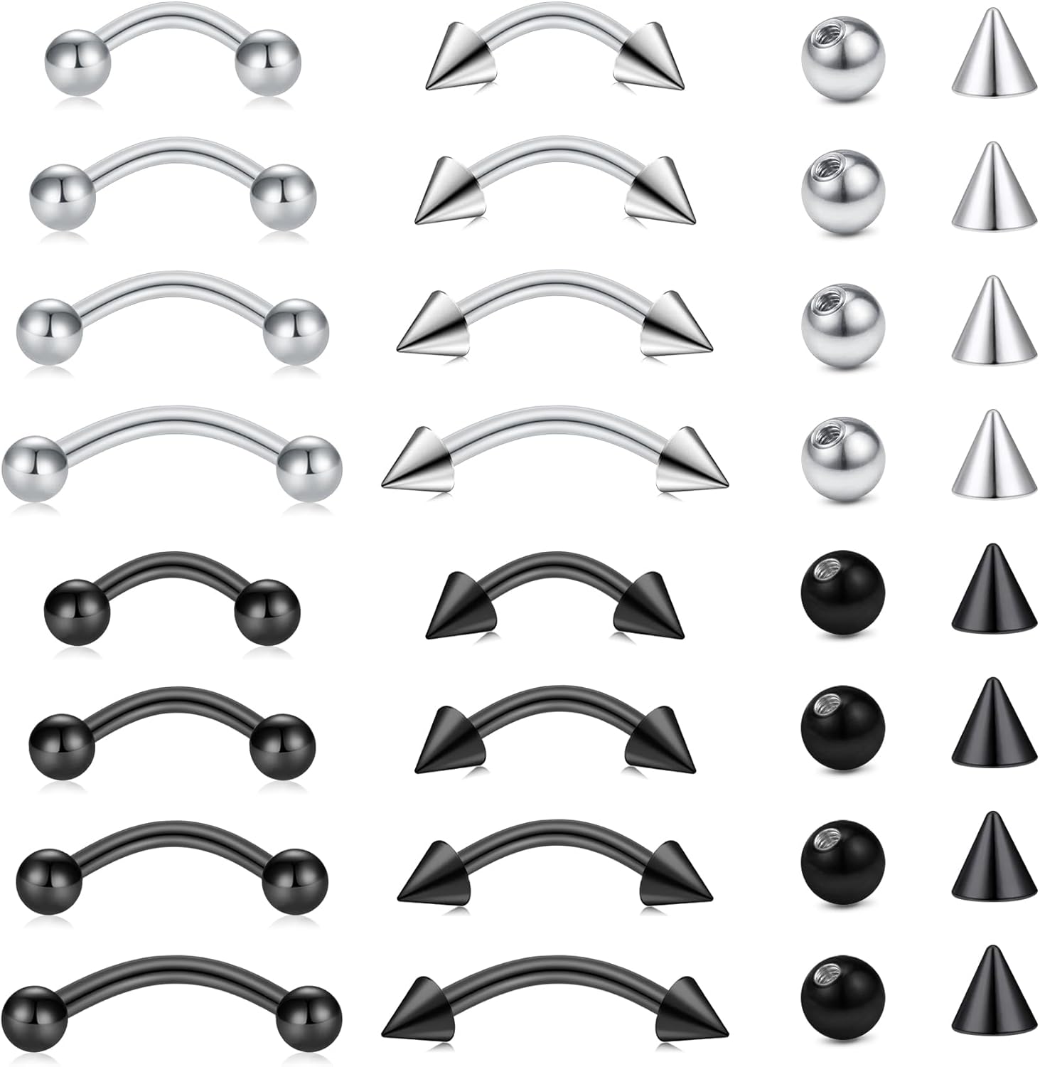 32pc/set Surgical Steel Curved - Body Jewelry Vertical Labret ulasan dan harga