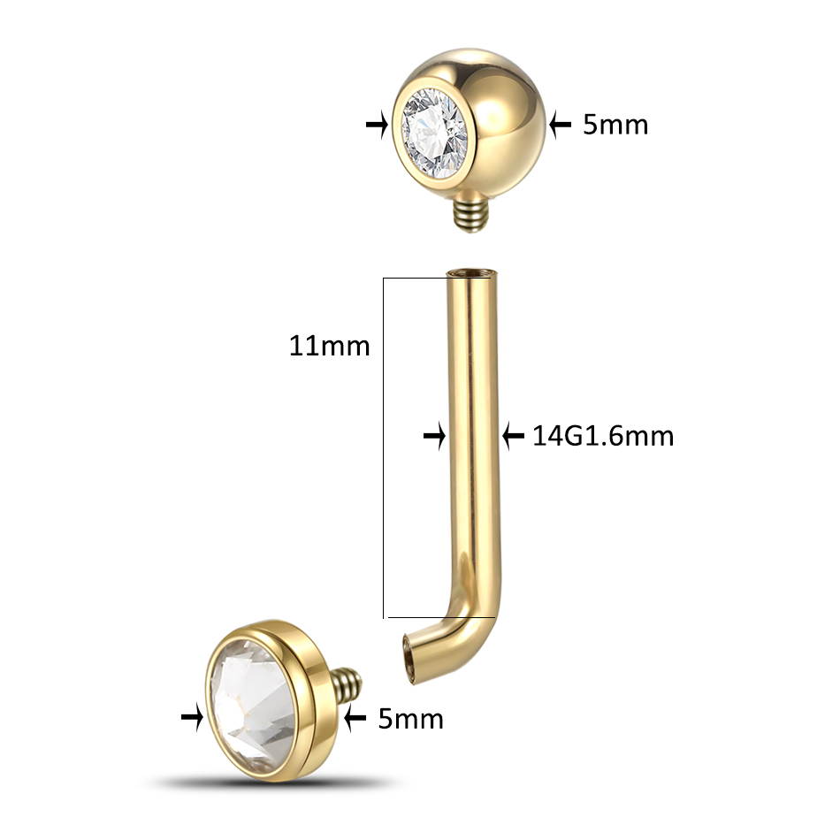 1PC G23 Titanium CZ Curved Bar - Body Jewelry Vch ulasan dan harga