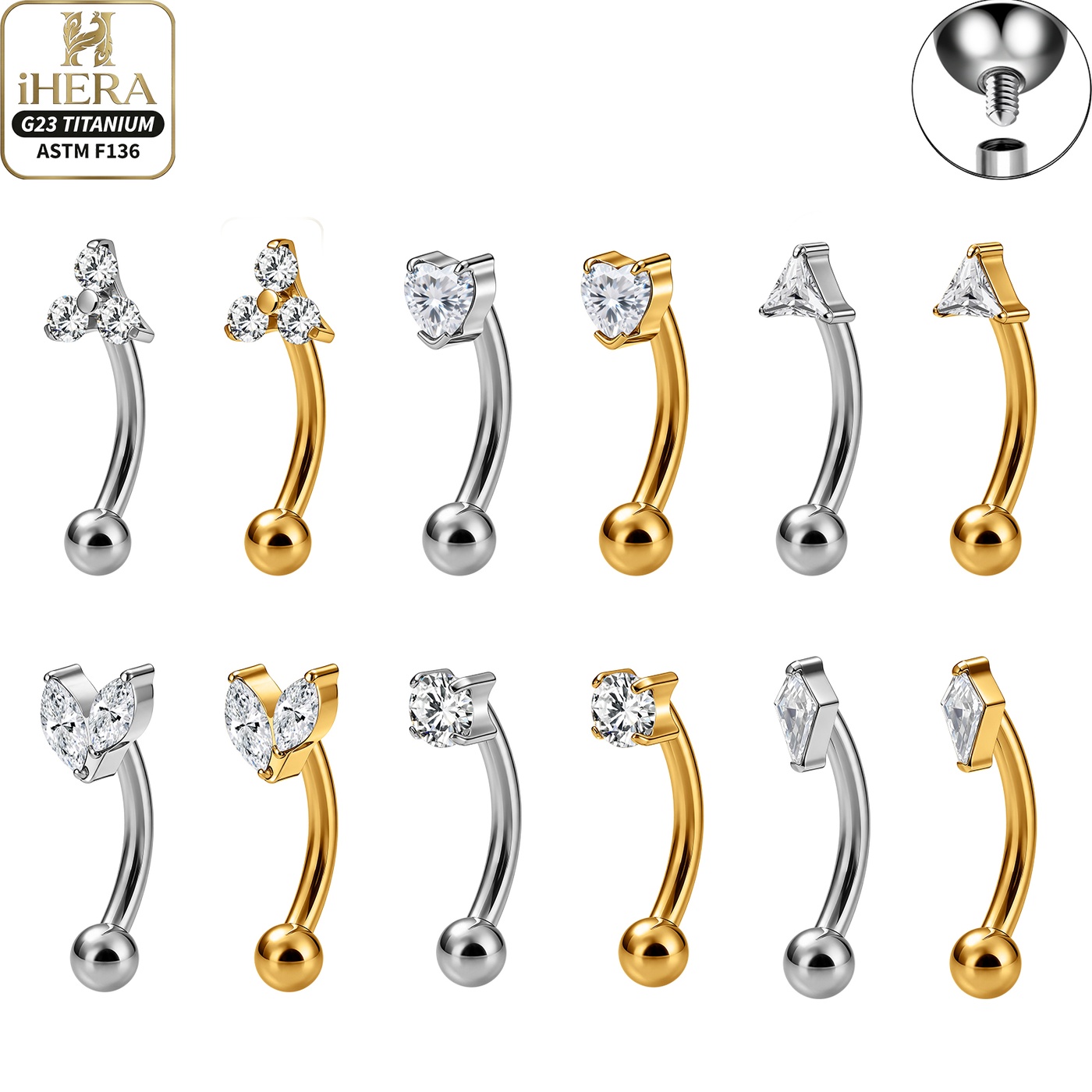 Screw Ball F136 Titanium Pierc - Body Jewelry Vertical Labret ulasan dan harga
