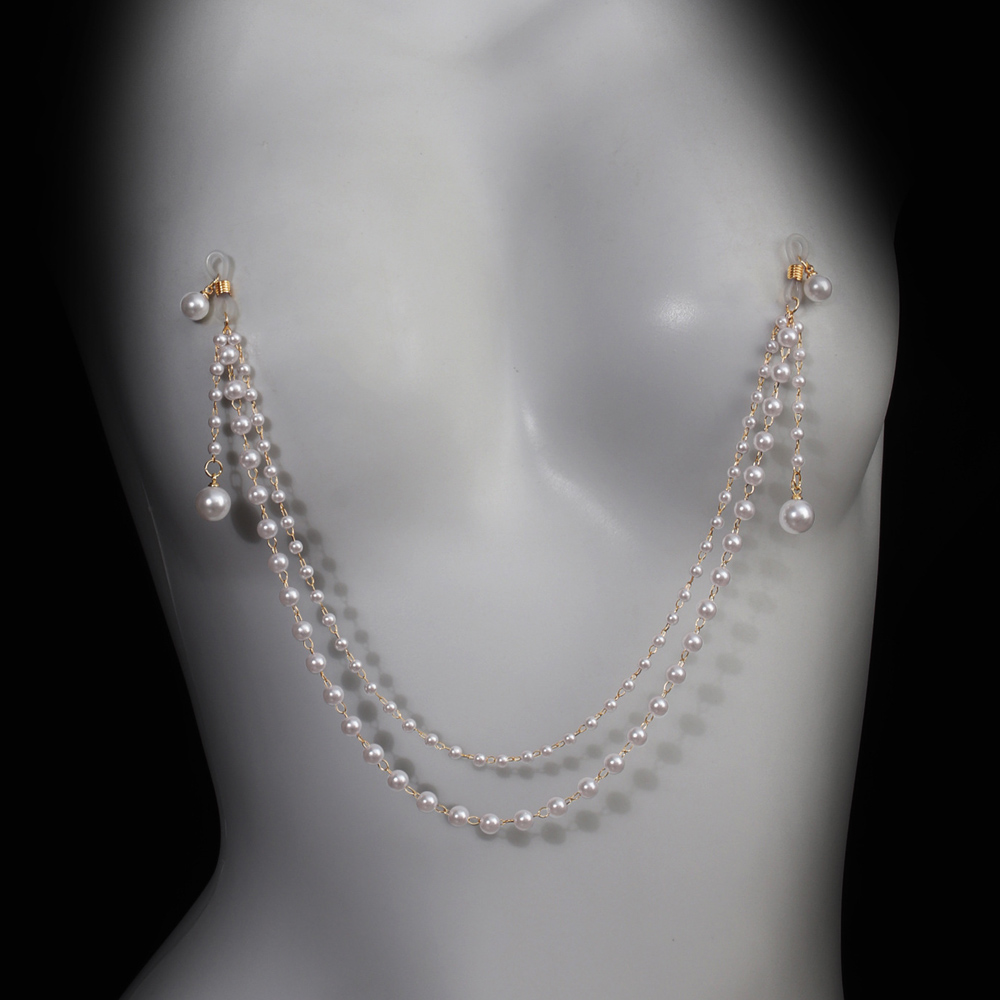 Imitation Pearl Tassel Chest C - Body Jewelry Nipple Chain ulasan dan harga