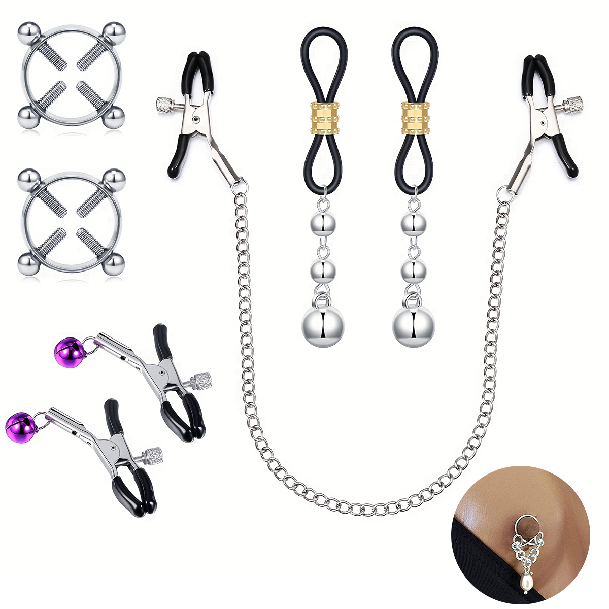 Men's Stainless Steel Fake Nip - Body Jewelry Nipple Chain ulasan dan harga