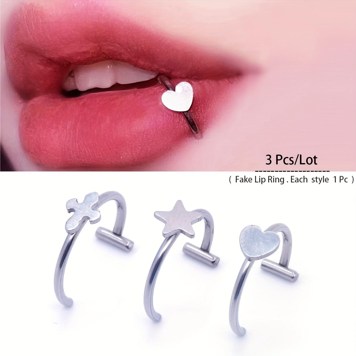 3pcs Stainless Steel Lip Ring  - Body Jewelry Vertical Labret ulasan dan harga