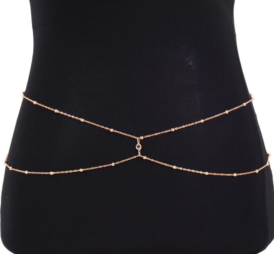 Clear Rhinestone Beaded Belly  - Body Jewelry Chest ulasan dan harga