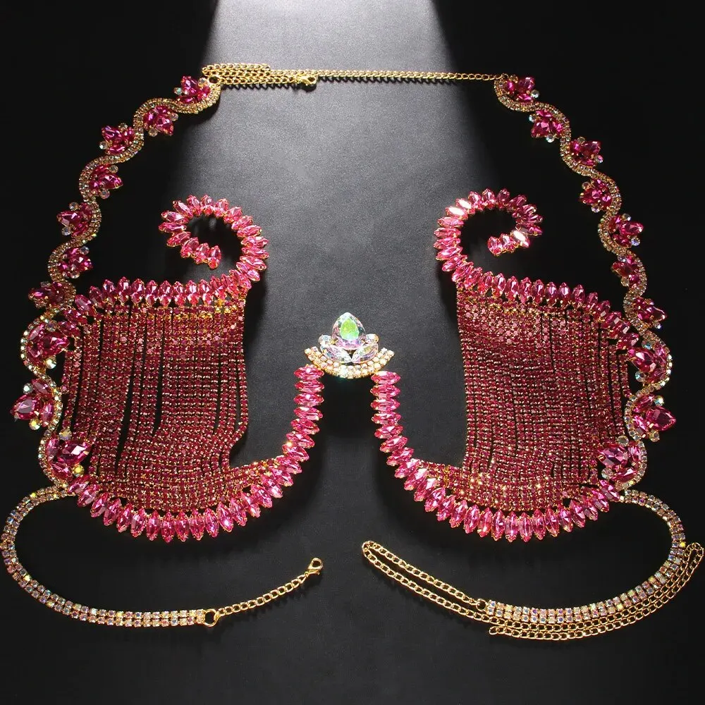 Rave Pink Crystal Chest Bracke - Body Jewelry Chest ulasan dan harga