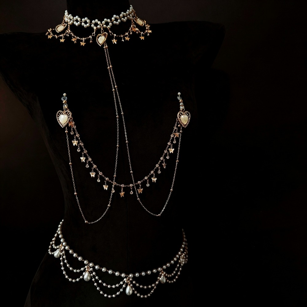 Pearl Choker Body Chain Rhines - Body Jewelry Nipple Chain ulasan dan harga