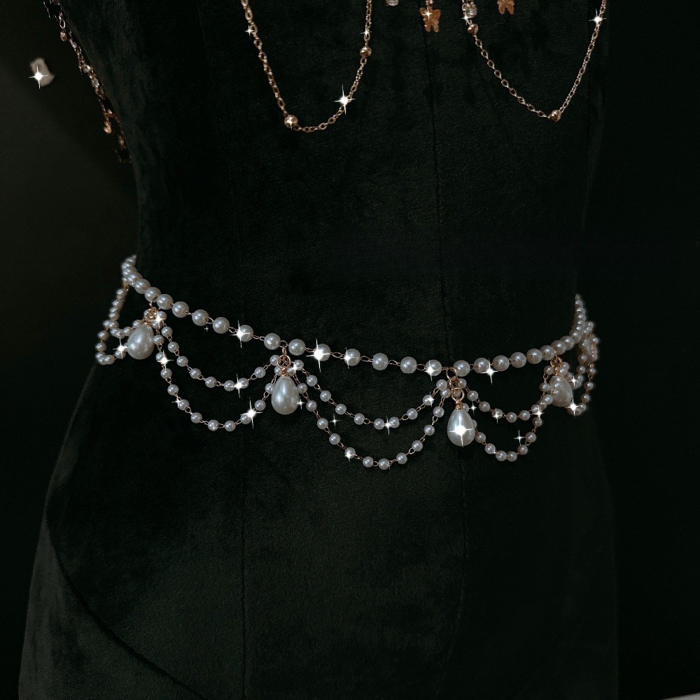 Pearl Choker Body Chain Rhines - Body Jewelry Nipple Chain ulasan dan harga