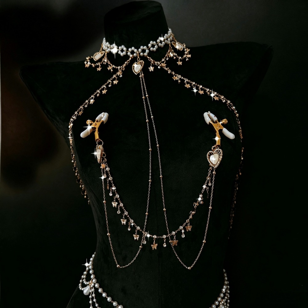 Pearl Choker Body Chain Rhines - Body Jewelry Nipple Chain ulasan dan harga