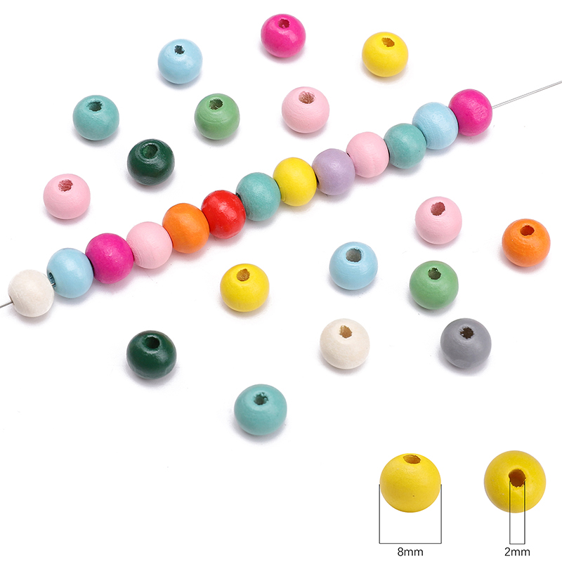 8mm 50Pcs/Bag Wooden Solid Col - Body Jewelry Unique ulasan dan harga