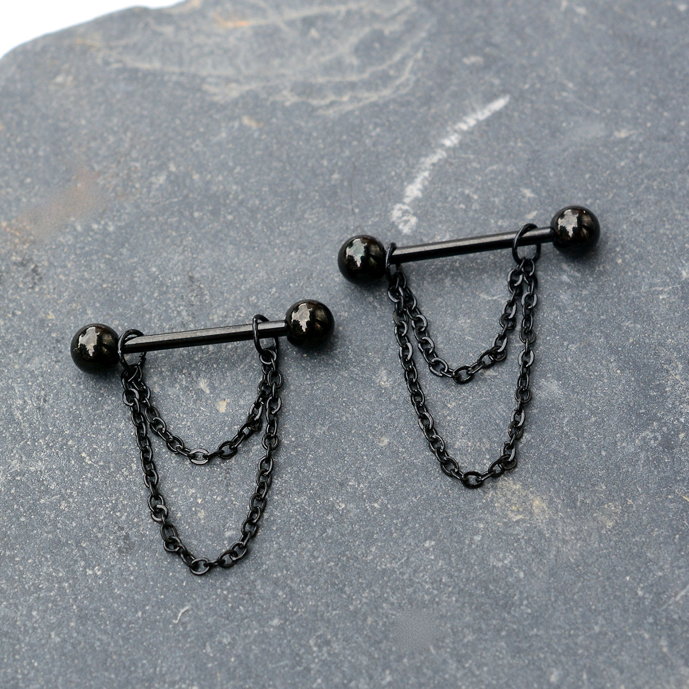 14G Black Punk Nipple Piercing - Body Jewelry Nipple Chain ulasan dan harga
