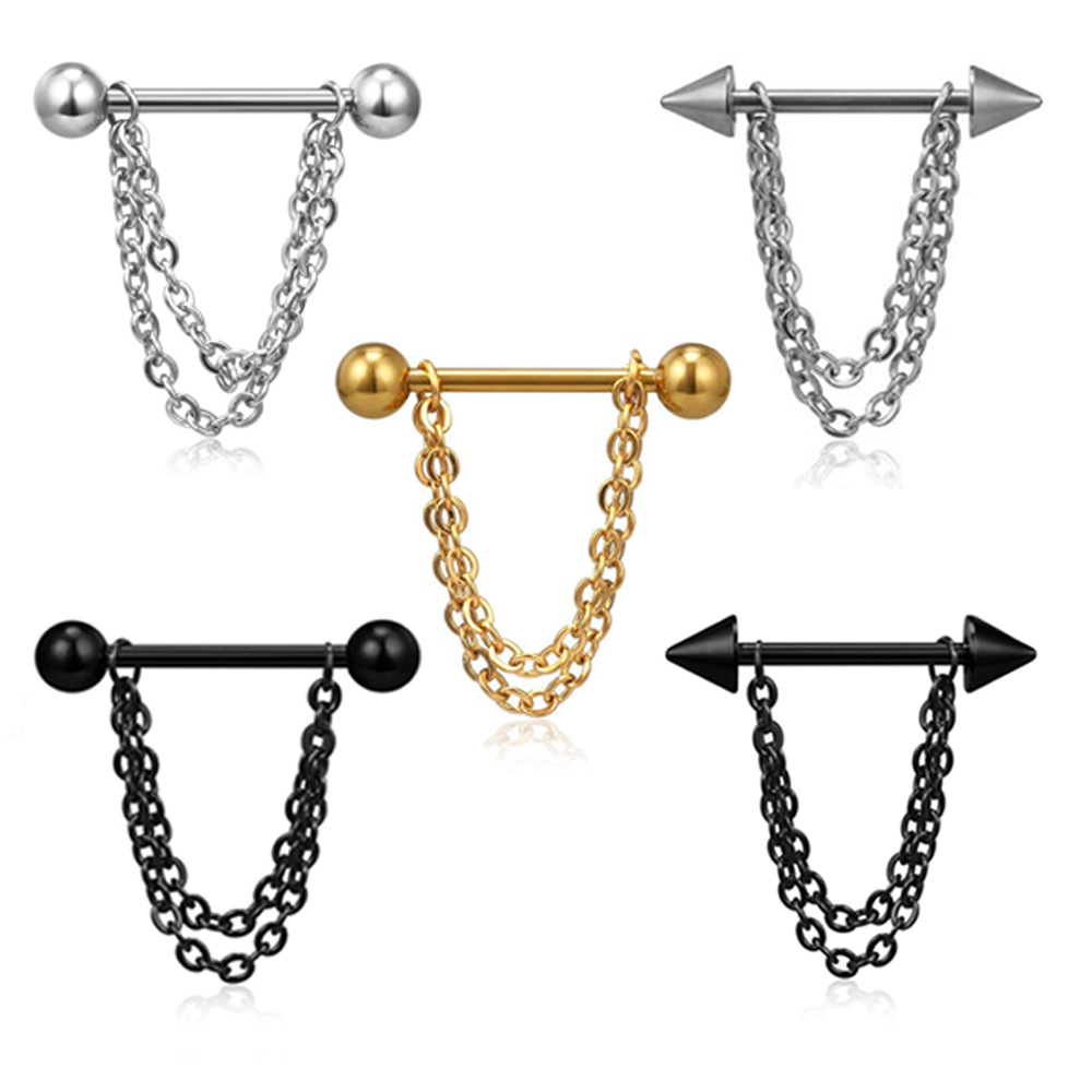 14G Black Punk Nipple Piercing - Body Jewelry Nipple Chain ulasan dan harga