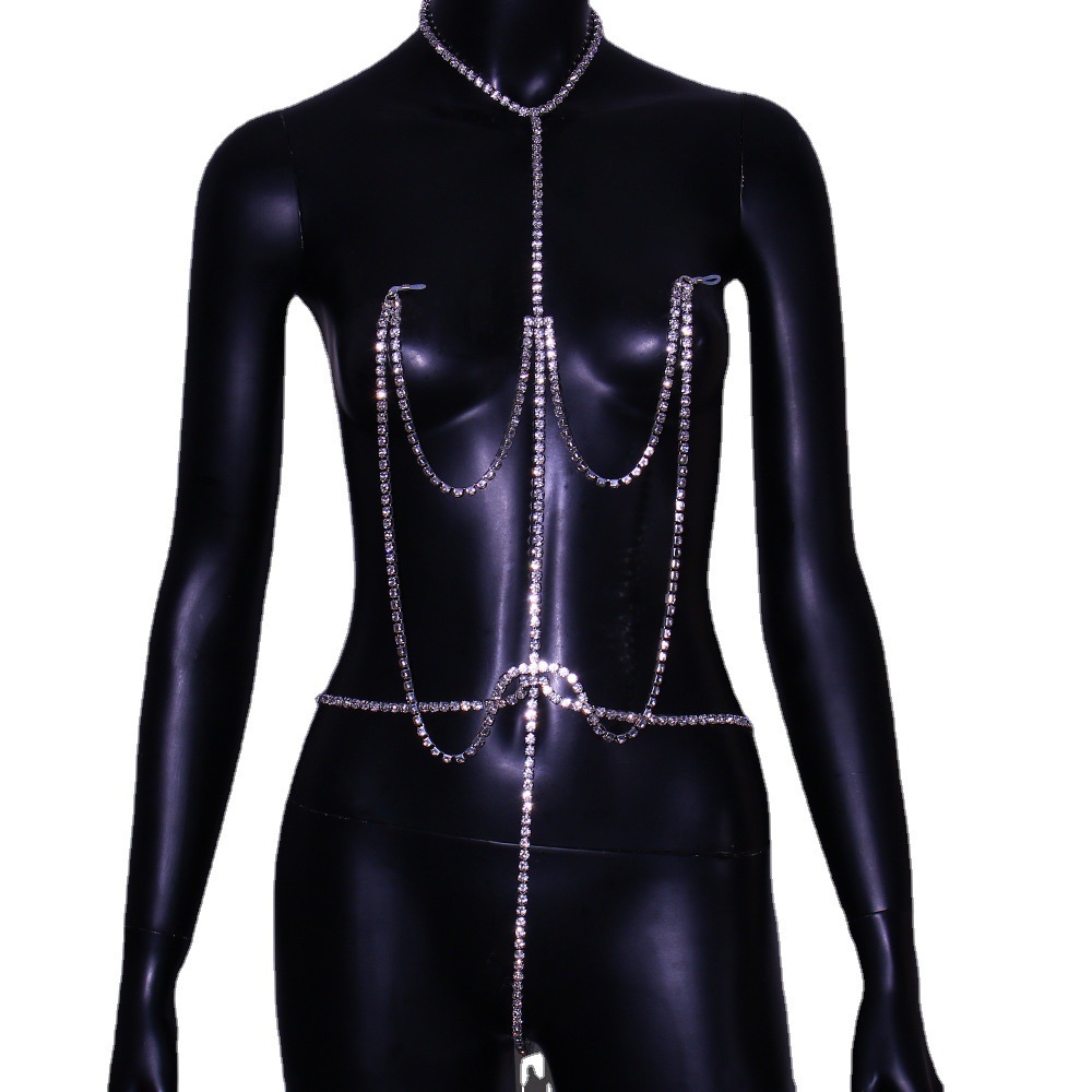 Chest Chain Sexy Rhinestone Ni - Body Jewelry Nipple Chain ulasan dan harga
