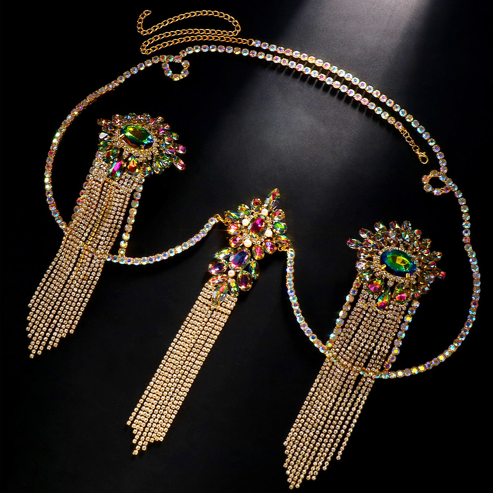 Sexy Tassel Color Crystal Ches - Body Jewelry Nipple Chain ulasan dan harga